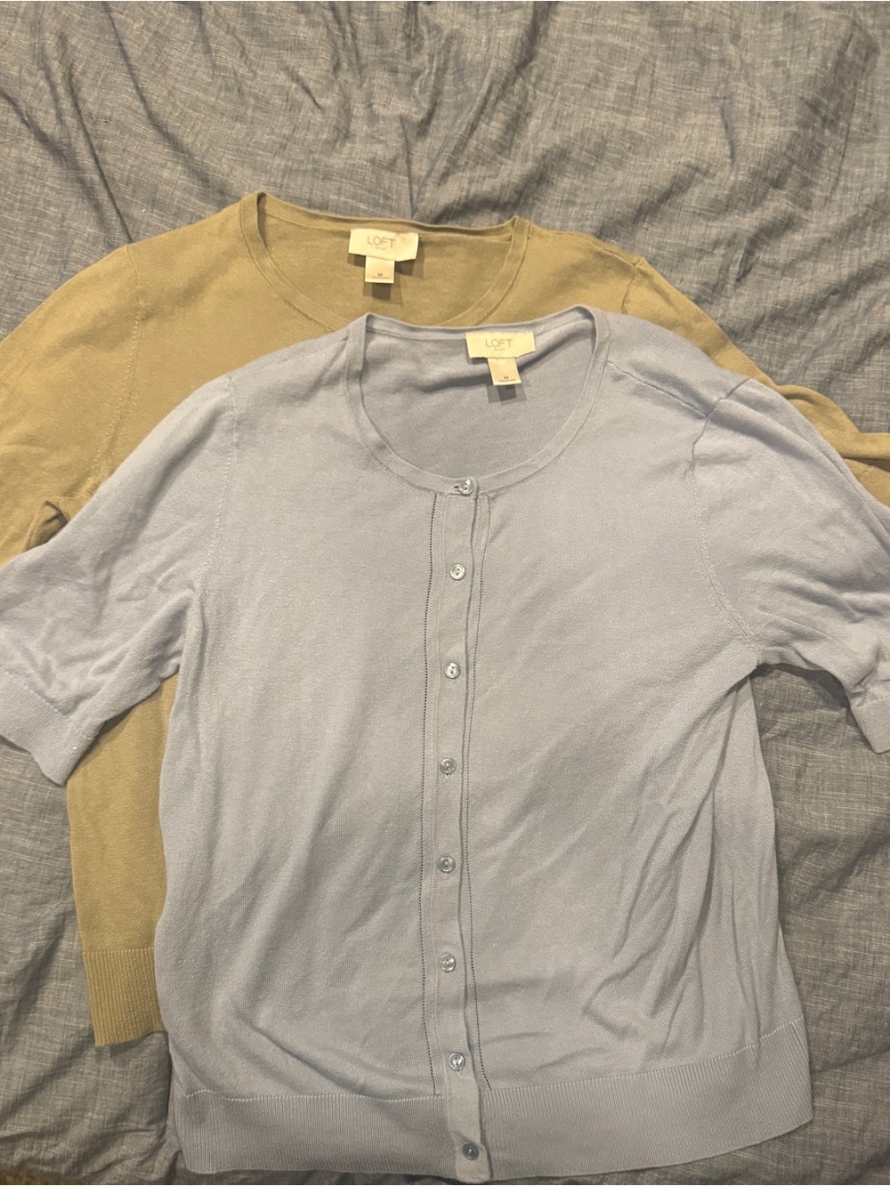 LOFT Short Sleeve Light Blue & Olive Cardigans